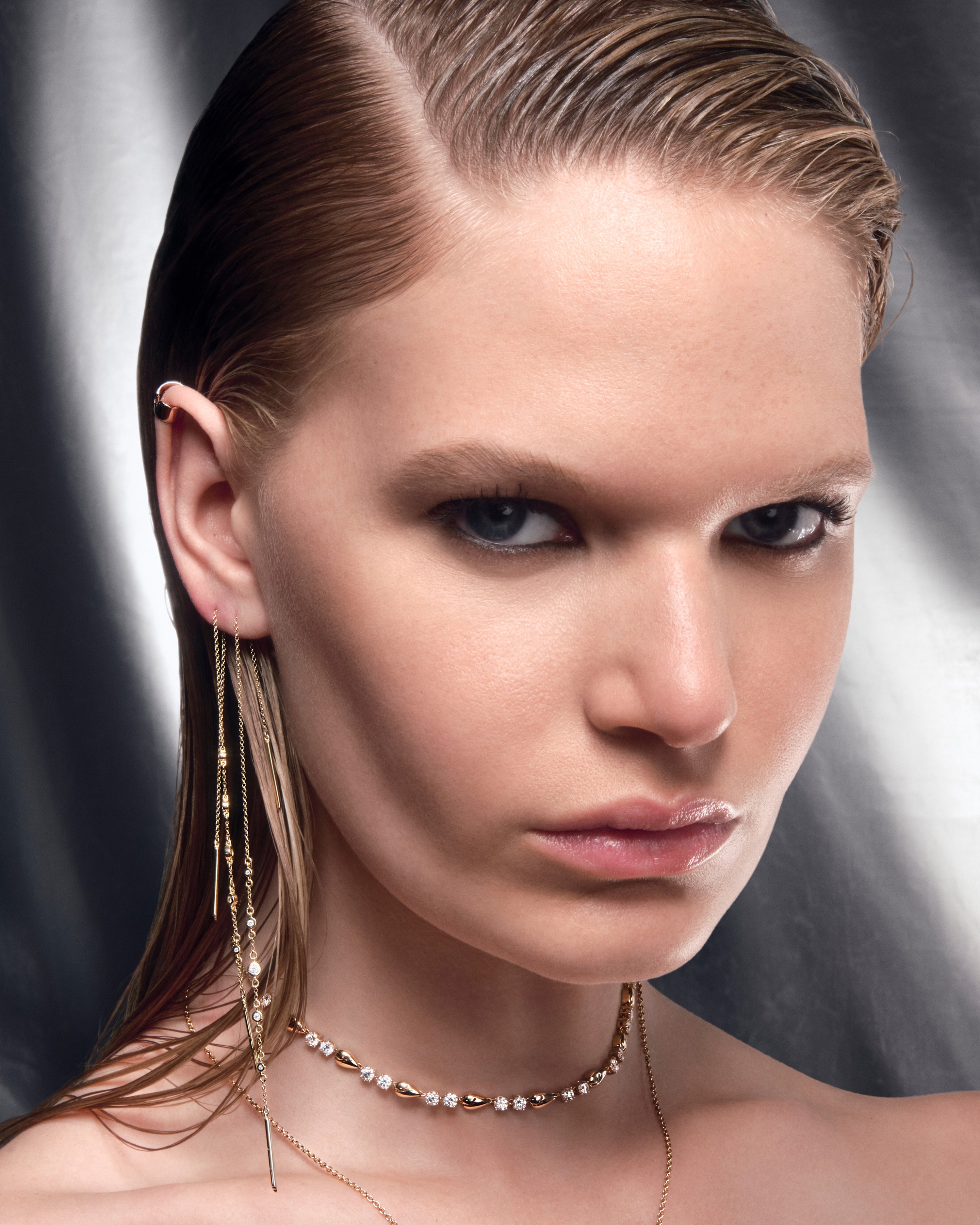Close-up of a woman's face with a blurred background