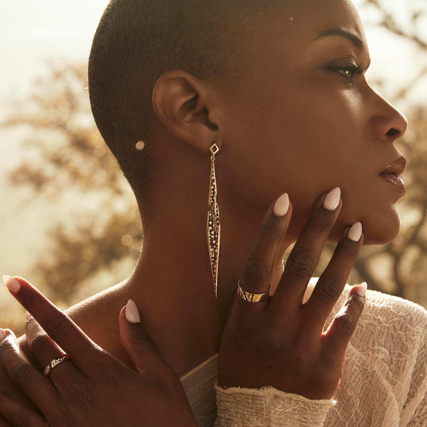 Broken Statement Earrings with Diamonds