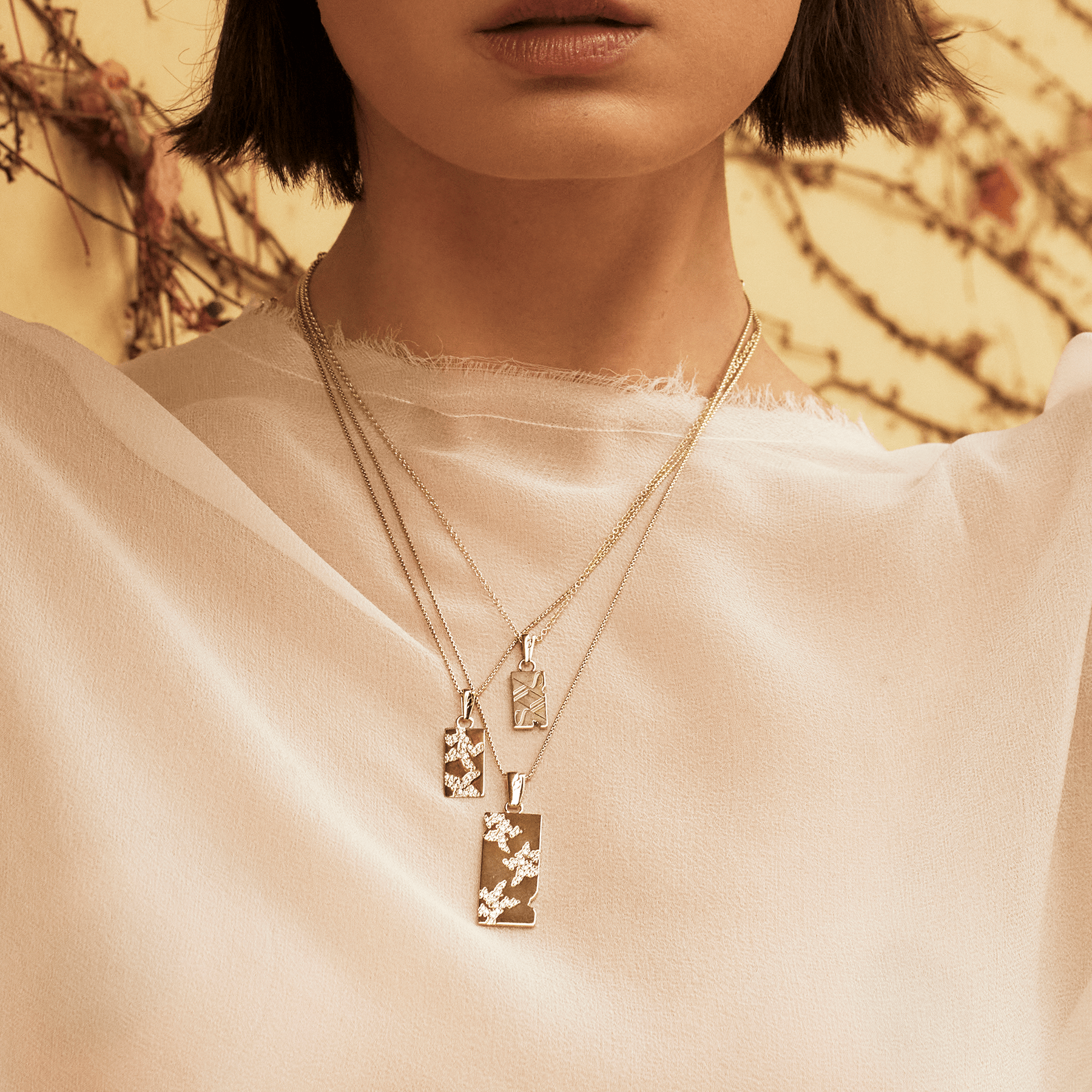 Emergence Large Pendant with Diamonds on Chain