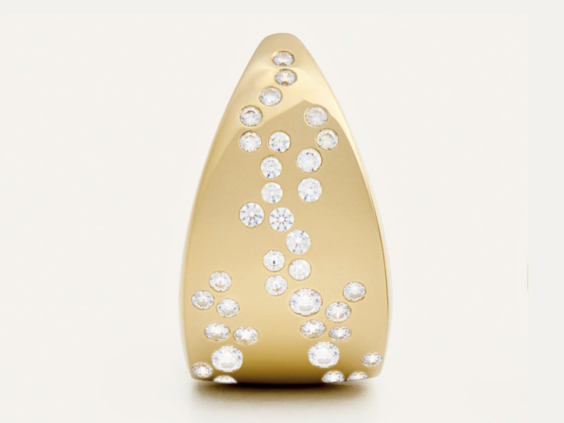 detail of gold jewelry with diamonds