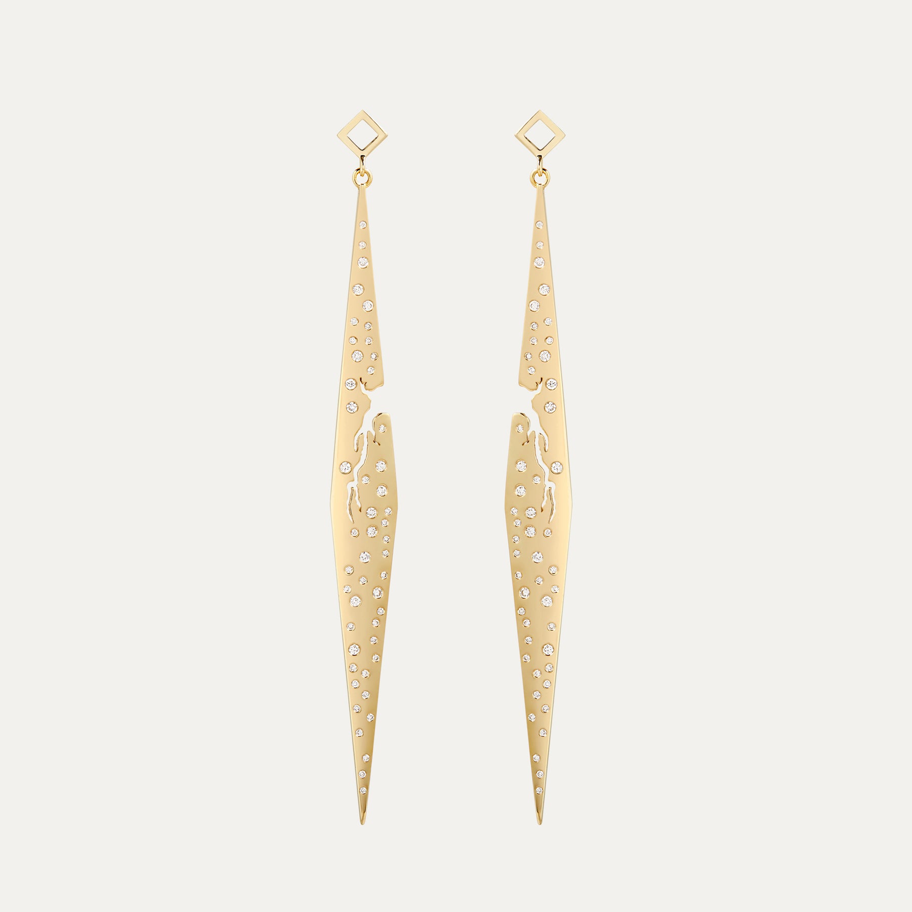 Broken Statement Earrings with Diamonds