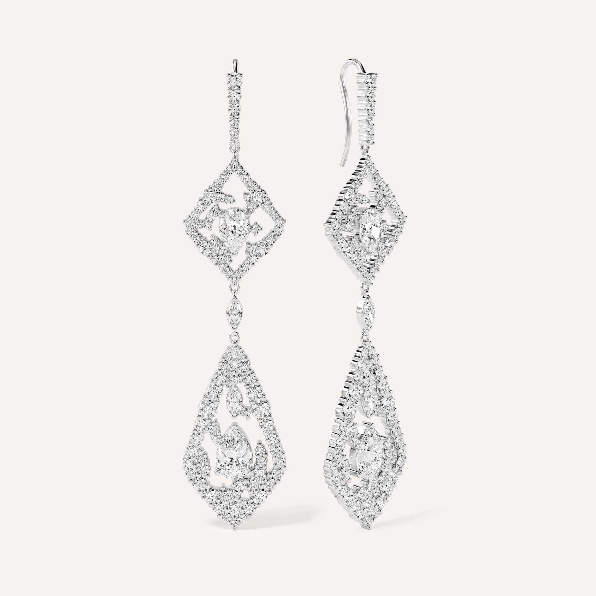 Emergence Two-Tier Chandelier Earrings White Gold