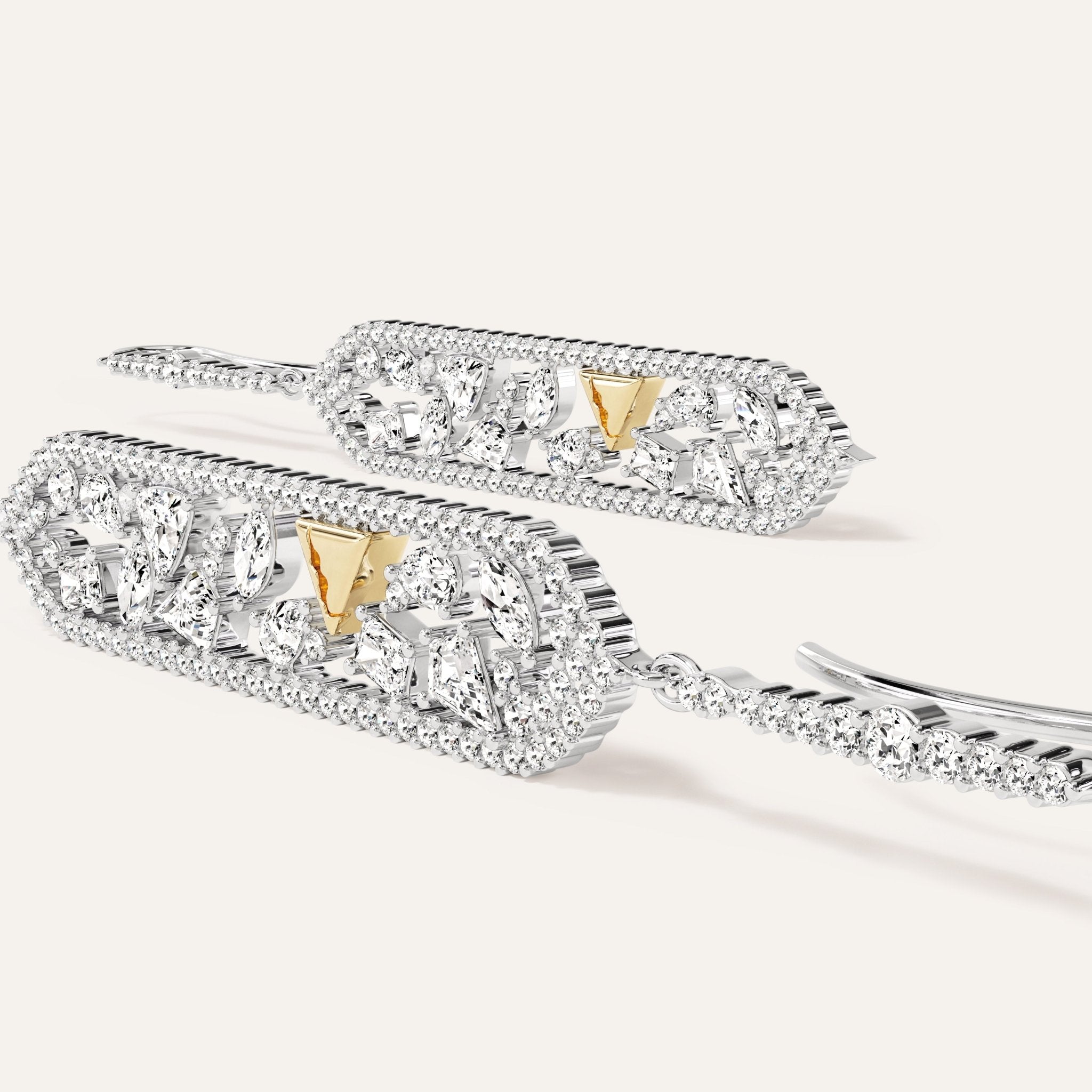 Emergence Mixed Shape Diamond Drop Earrings White Gold