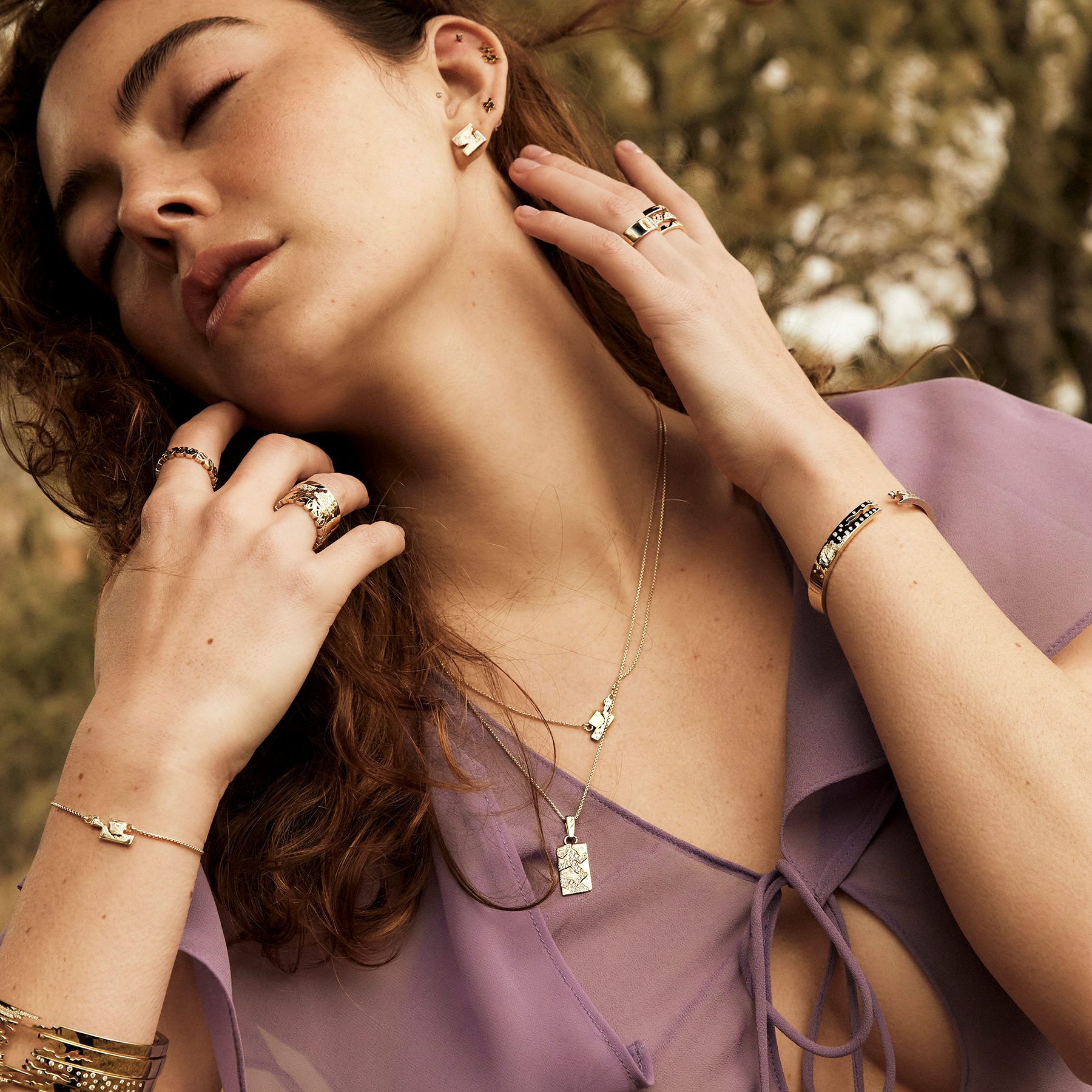 Broken East/West Pendant with Diamonds