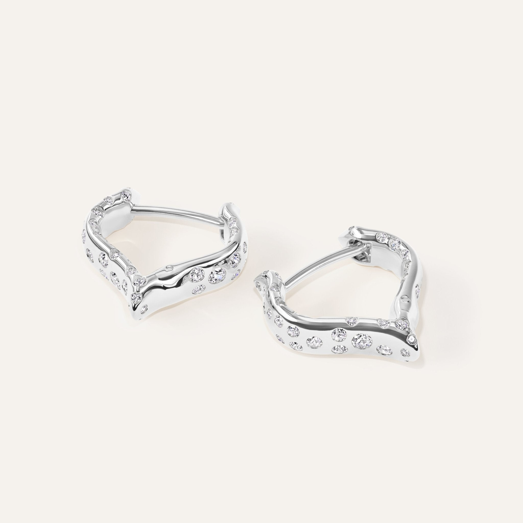 Emergence Small Wishbone Huggie White Gold