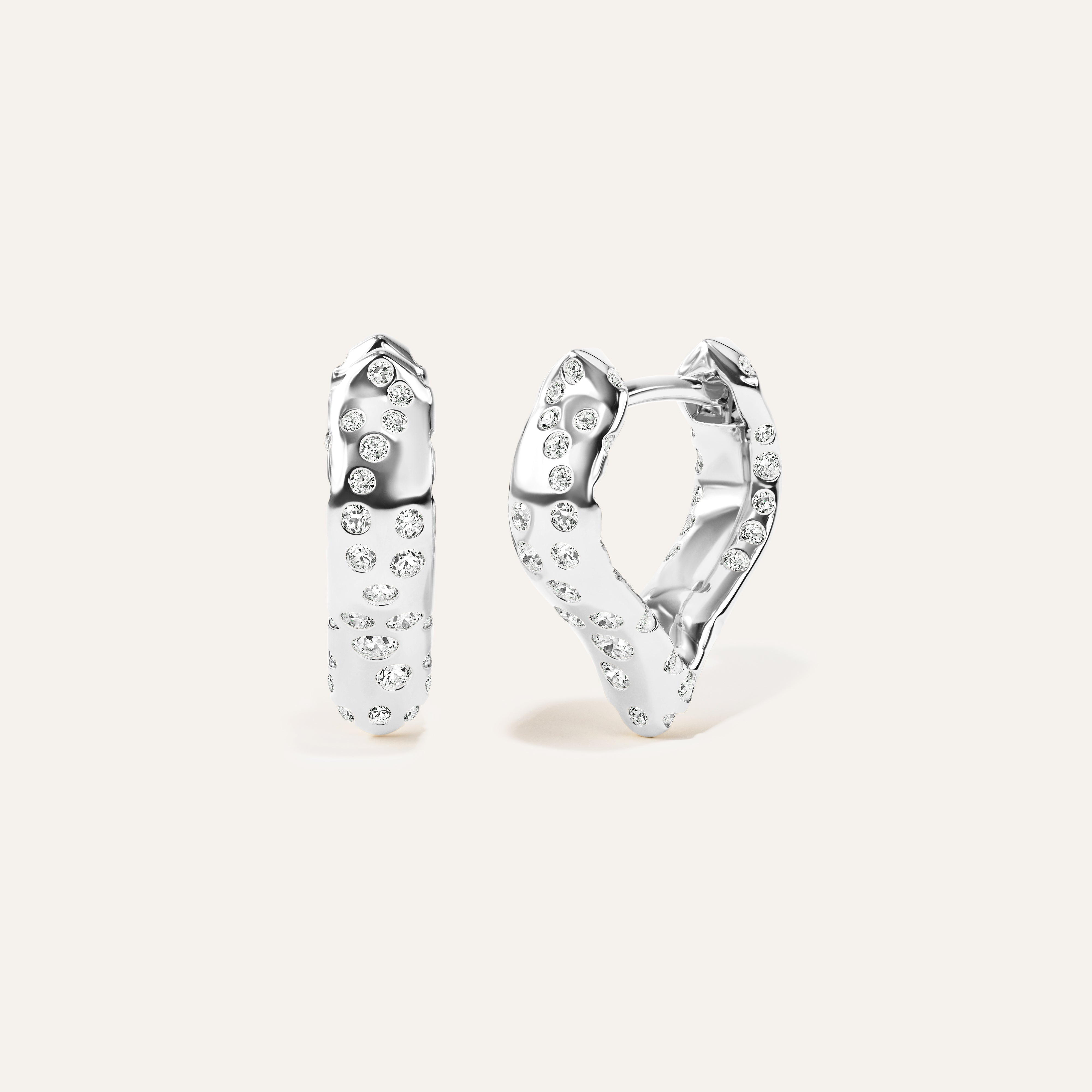 Emergence Small Wishbone Huggie White Gold