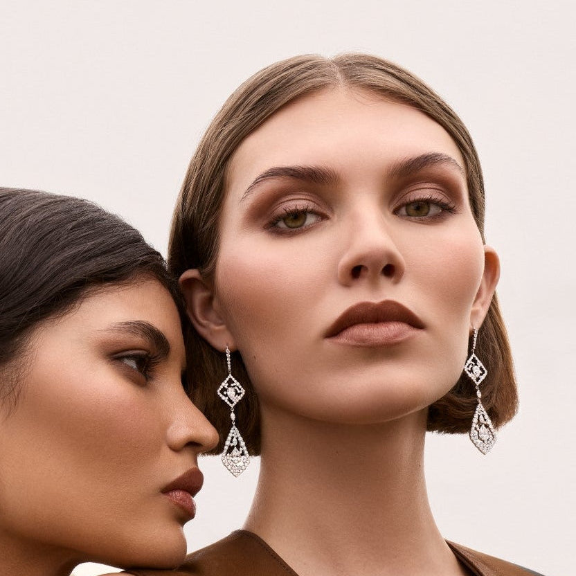 Emergence Two-Tier Chandelier Earrings White Gold