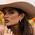 Savannah Friedkin yellow gold pear lab grown diamond earrings
