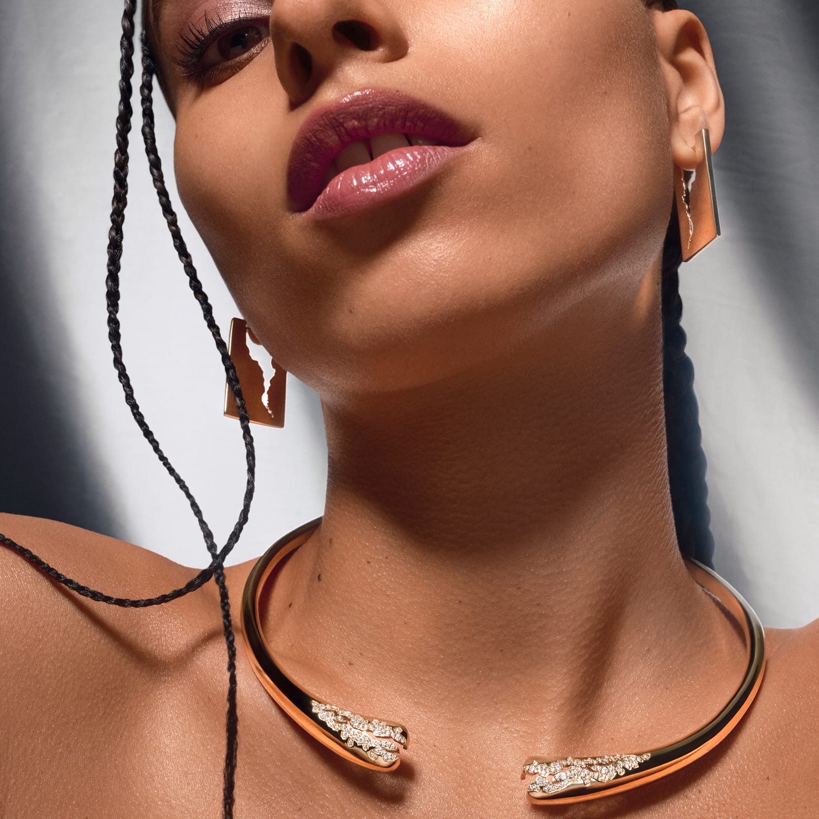 Broken Rectangle Hoop Earrings