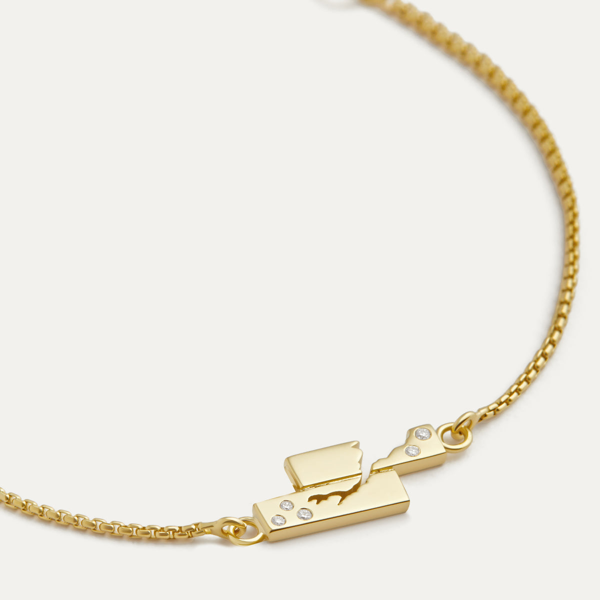 Broken East/West Chain Bracelet with Diamonds