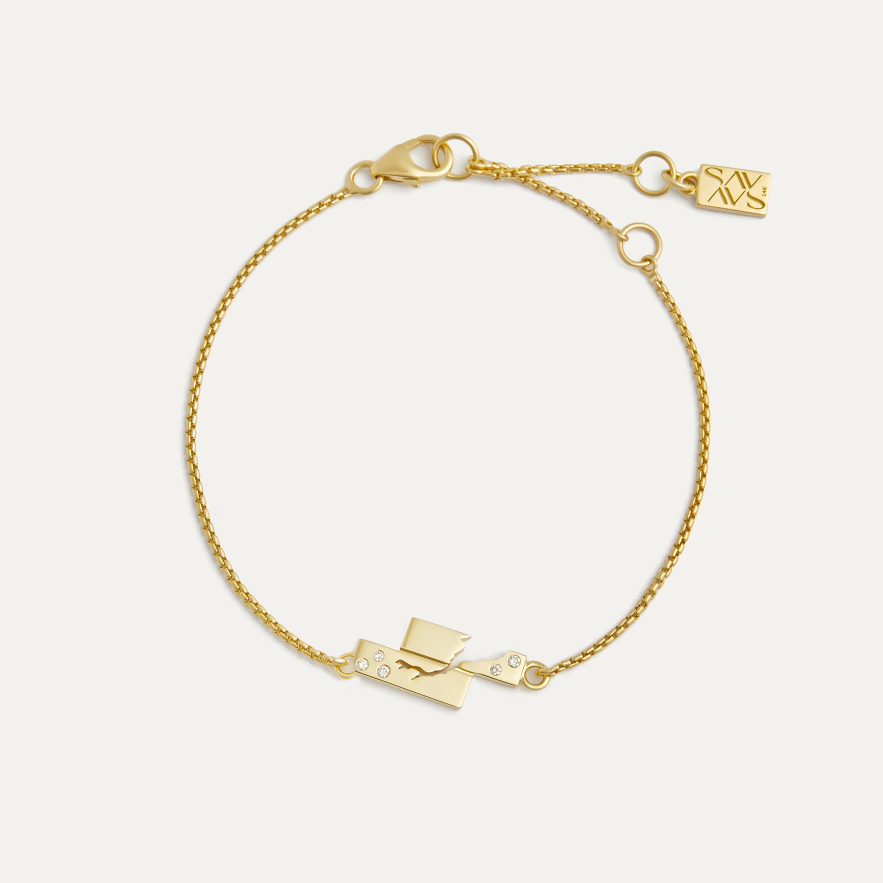 Broken East/West Chain Bracelet with Diamonds