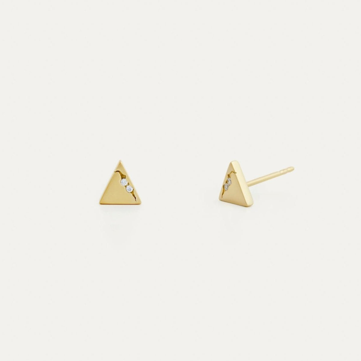 Broken Triangle Studs with Diamonds