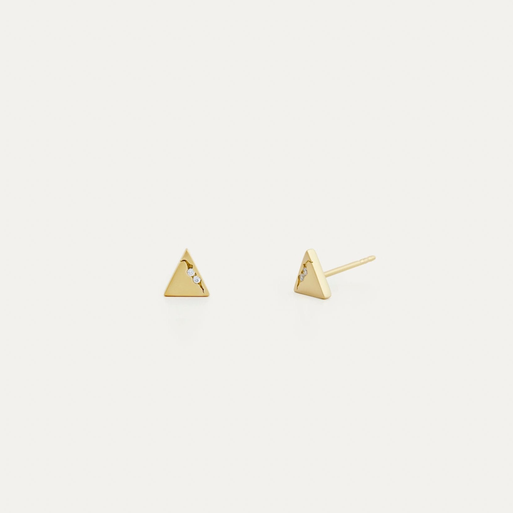 Broken Triangle Studs with Diamonds