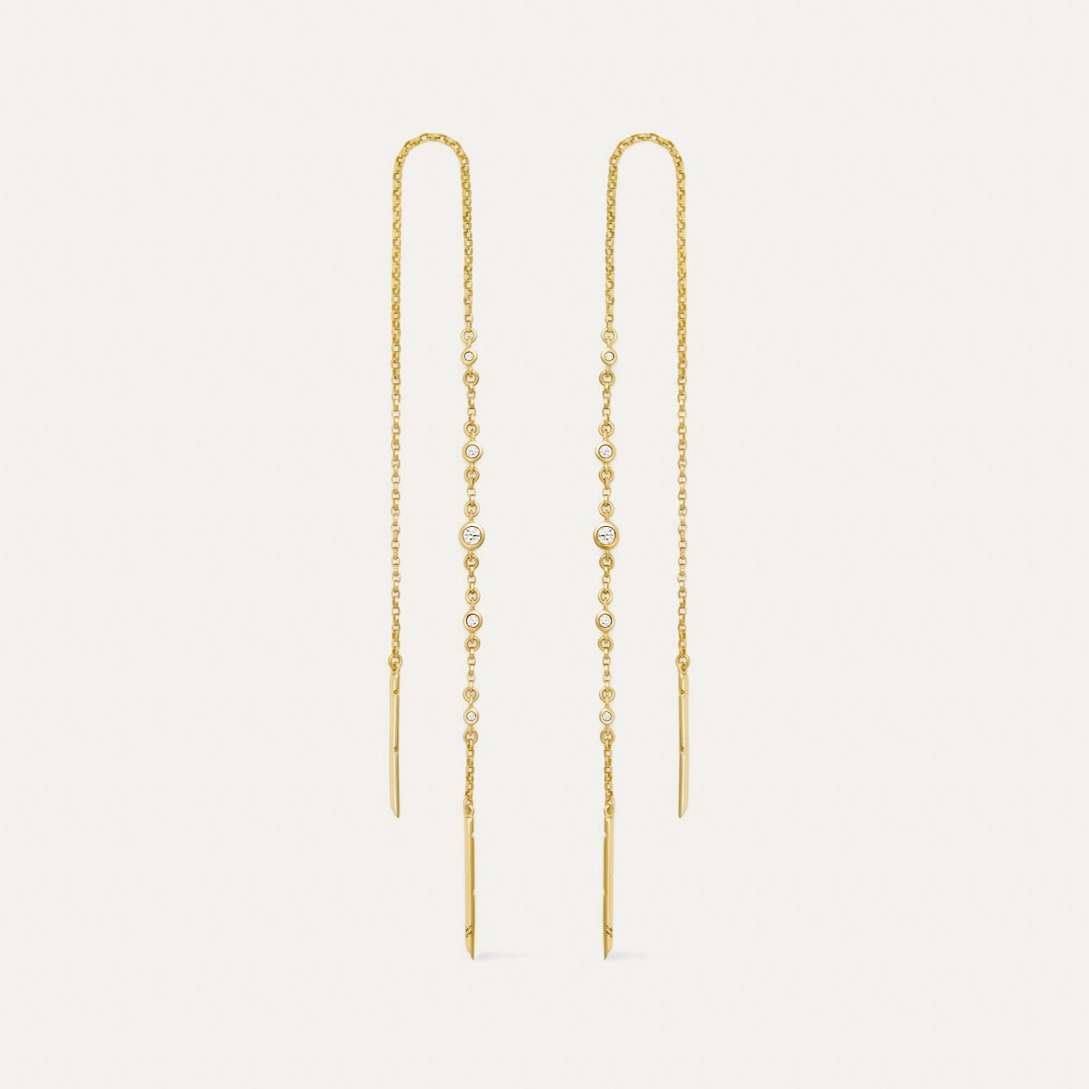 Broken Threader Earrings with Diamonds