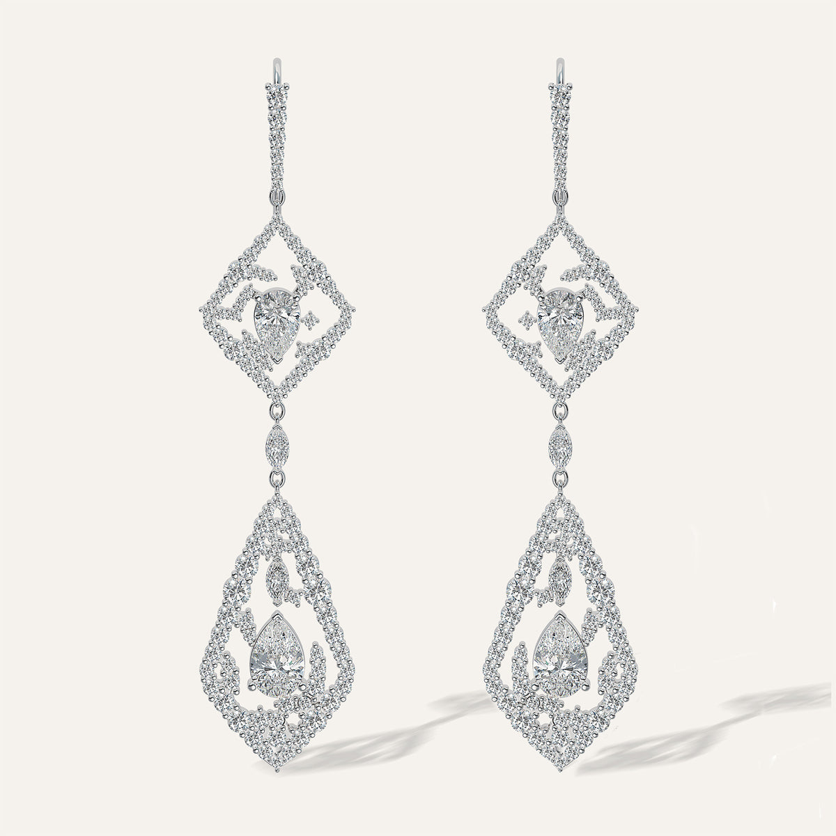 Emergence Two-Tier Chandelier Earrings White Gold