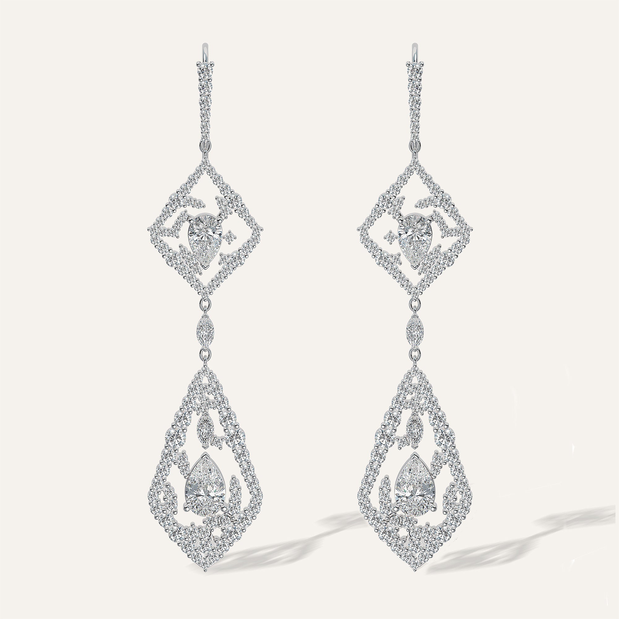 Emergence Two-Tier Chandelier Earrings White Gold