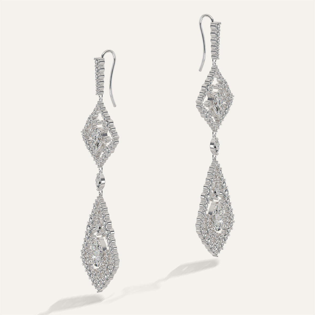 Emergence Two-Tier Chandelier Earrings White Gold