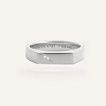 Broken Signet Ring with Diamonds White Gold
