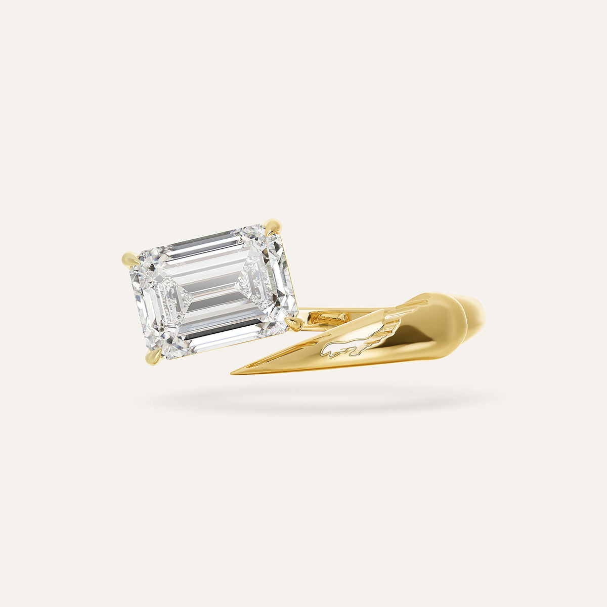 Broken Emerald Cut Claw Ring