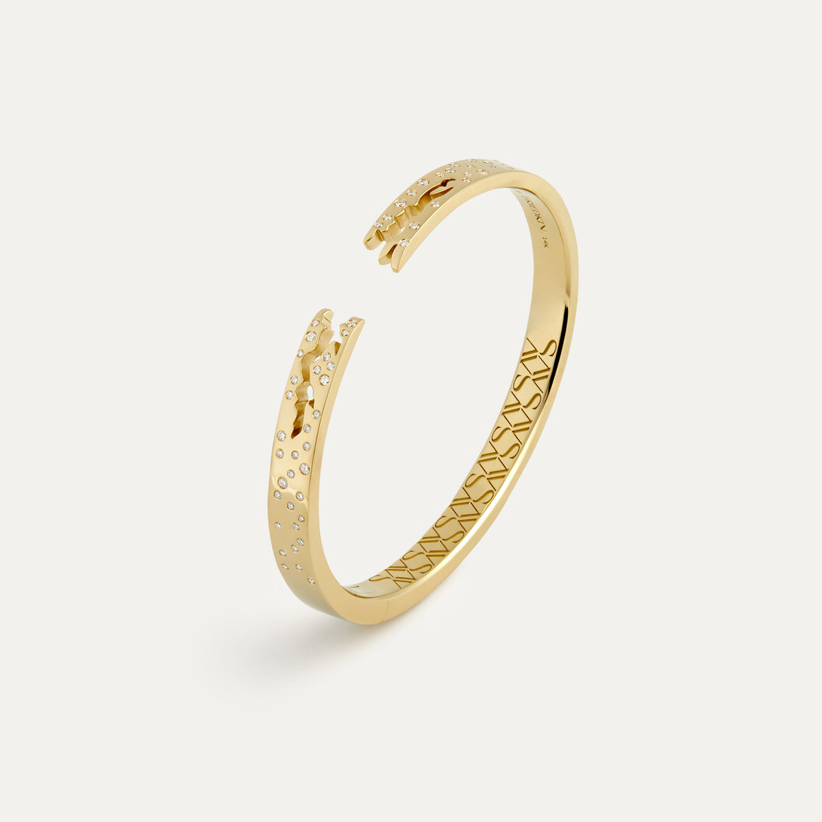 Signature Broken Wide Cuff Bracelet with Diamonds