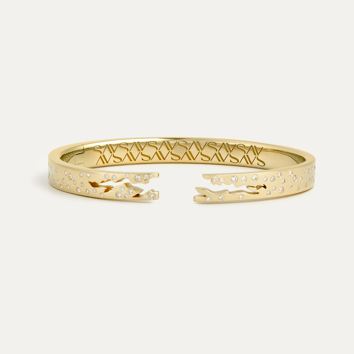 Signature Broken Wide Cuff Bracelet with Diamonds