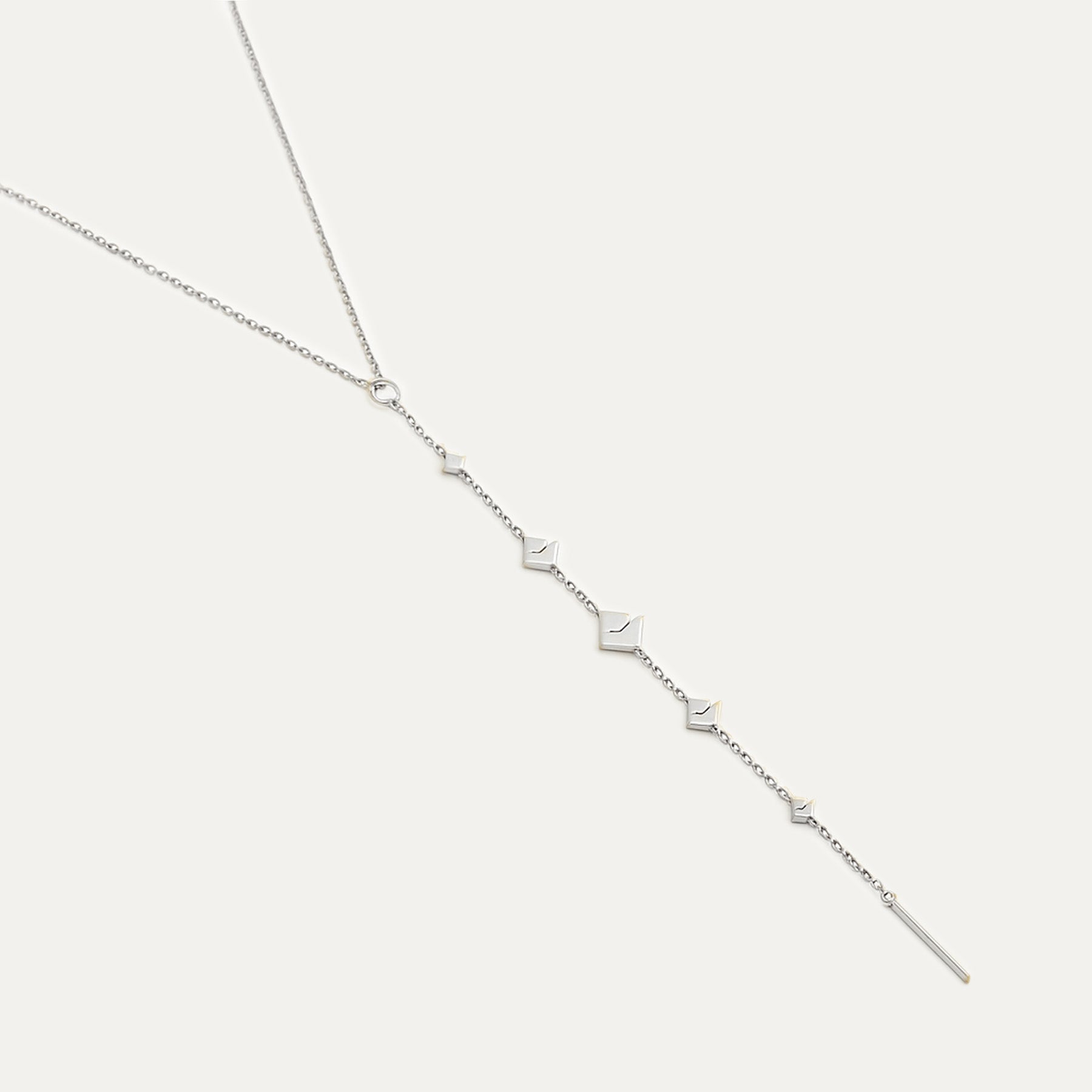 Broken Lariat Necklace White Gold