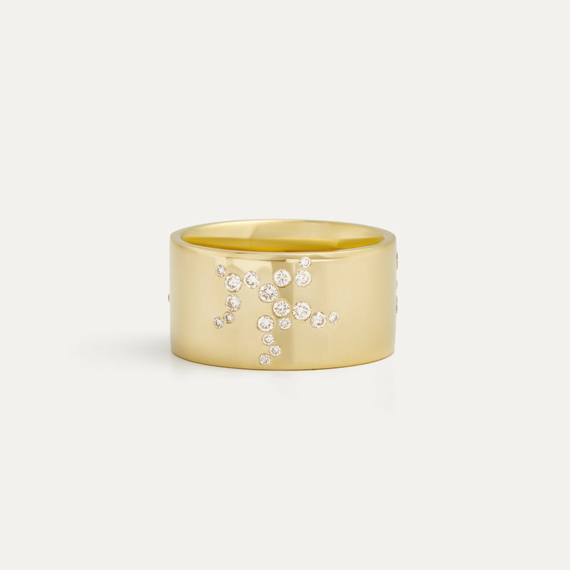 Emergence Cigar Band Ring with Diamonds