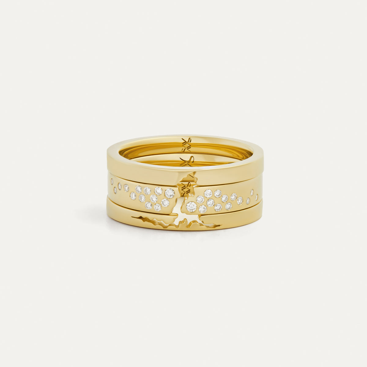 Broken Set of 3 Stacking Rings with Diamonds