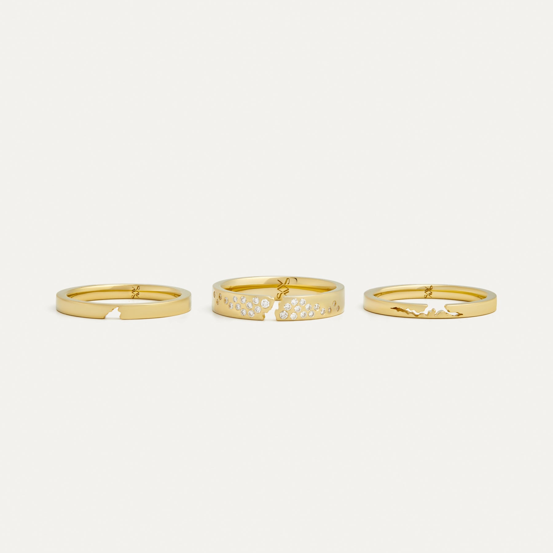 Broken Set of 3 Stacking Rings with Diamonds