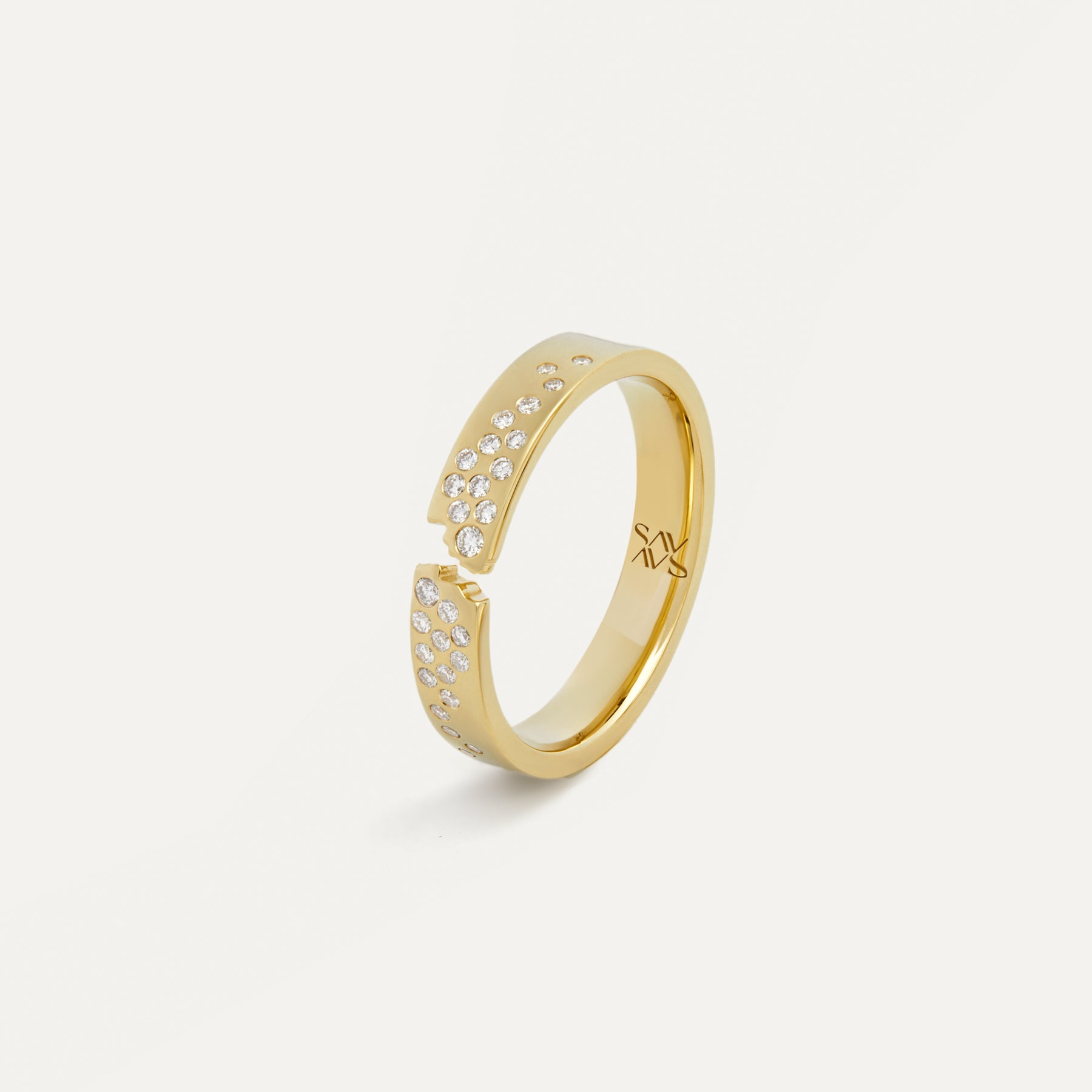 Broken Single Band Ring with Diamonds