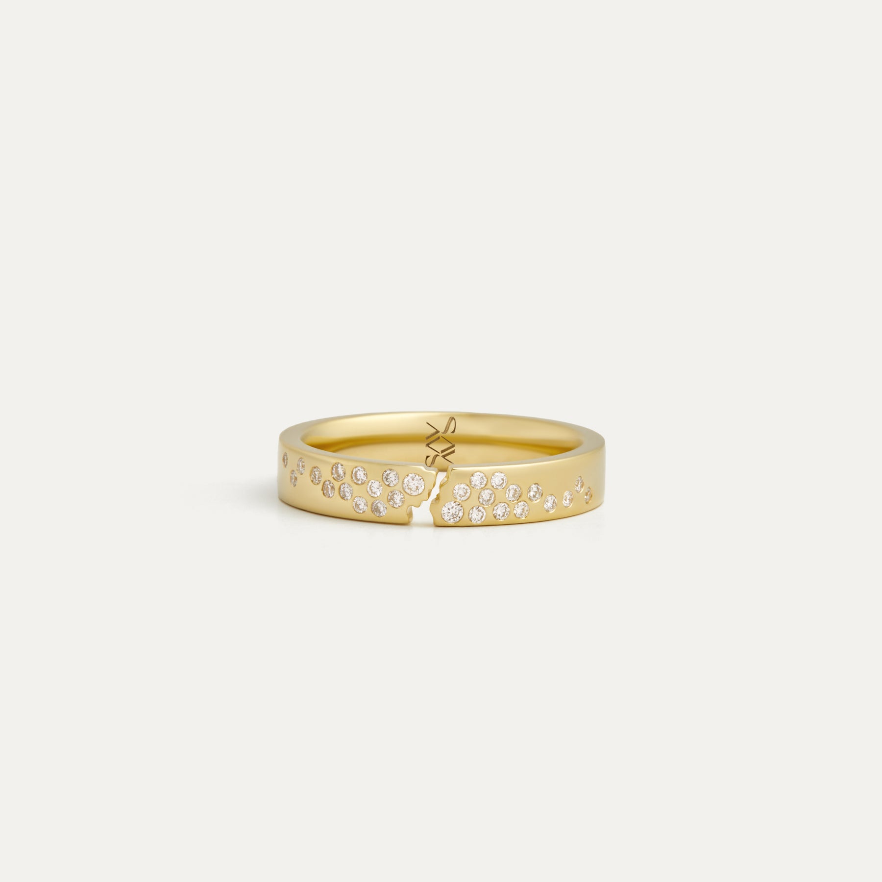 Broken Single Band Ring with Diamonds