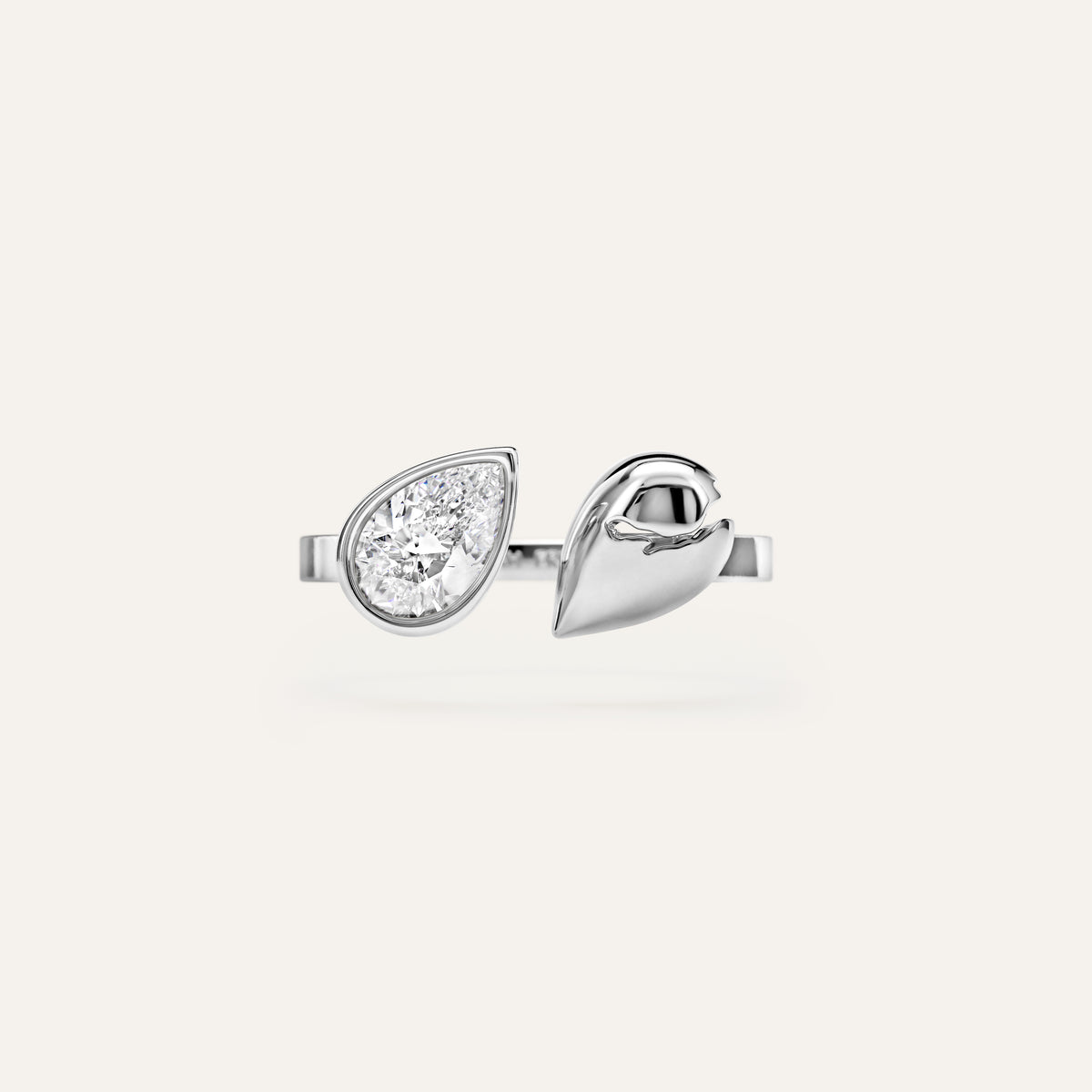 Broken Pear Ring with Diamond