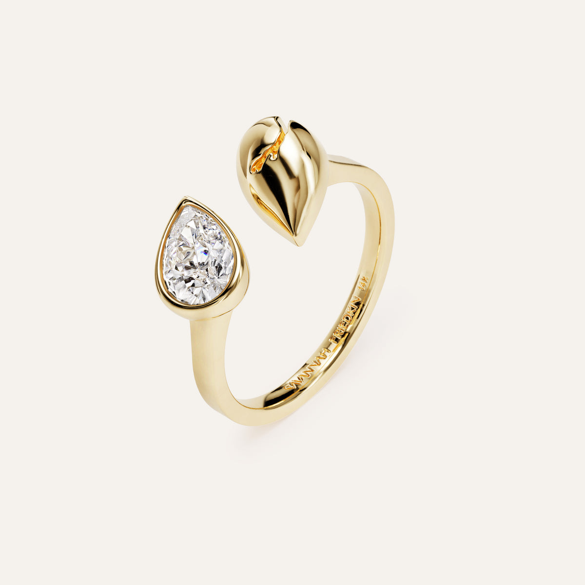 Broken Pear Ring with Diamond