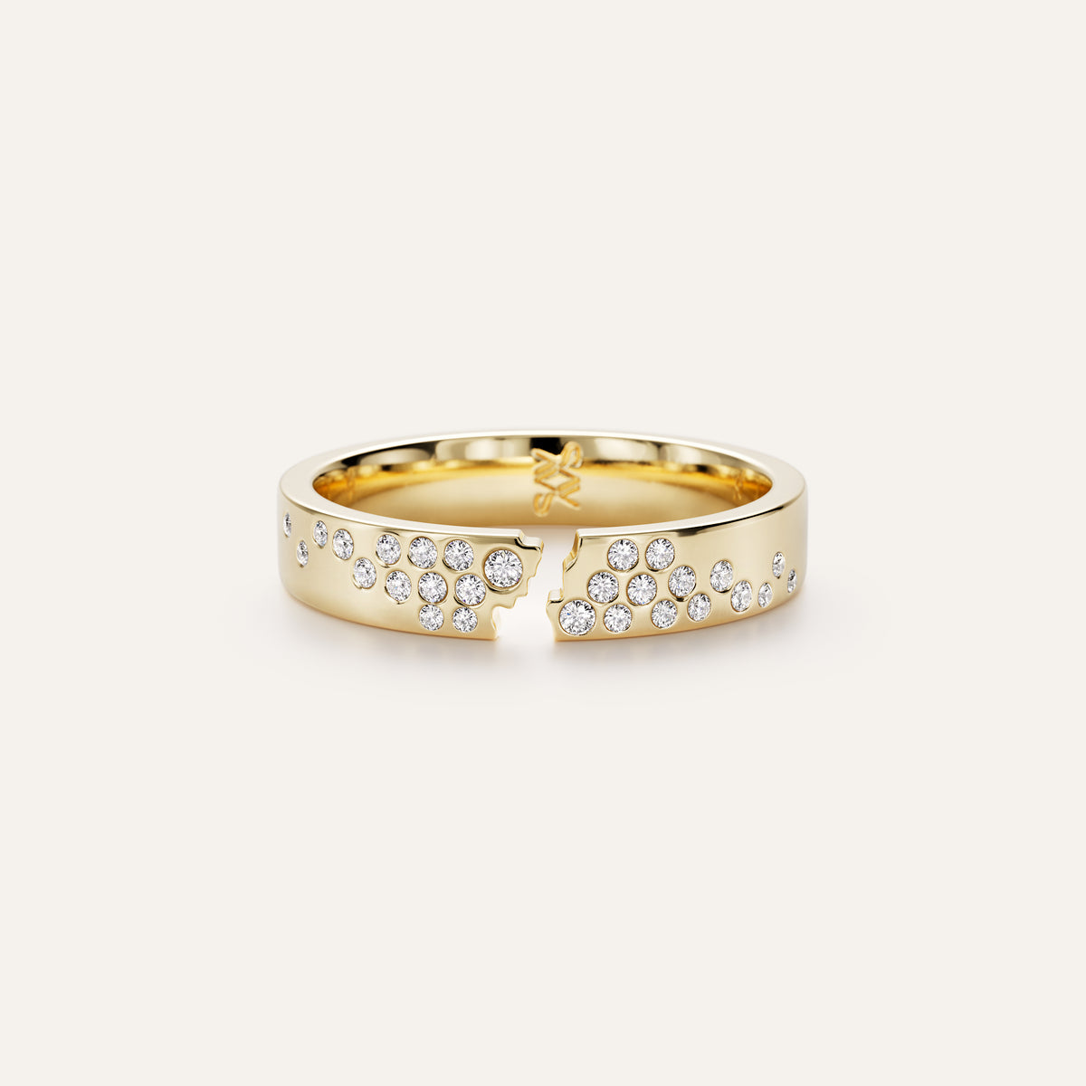 Broken Single Band Ring with Diamonds