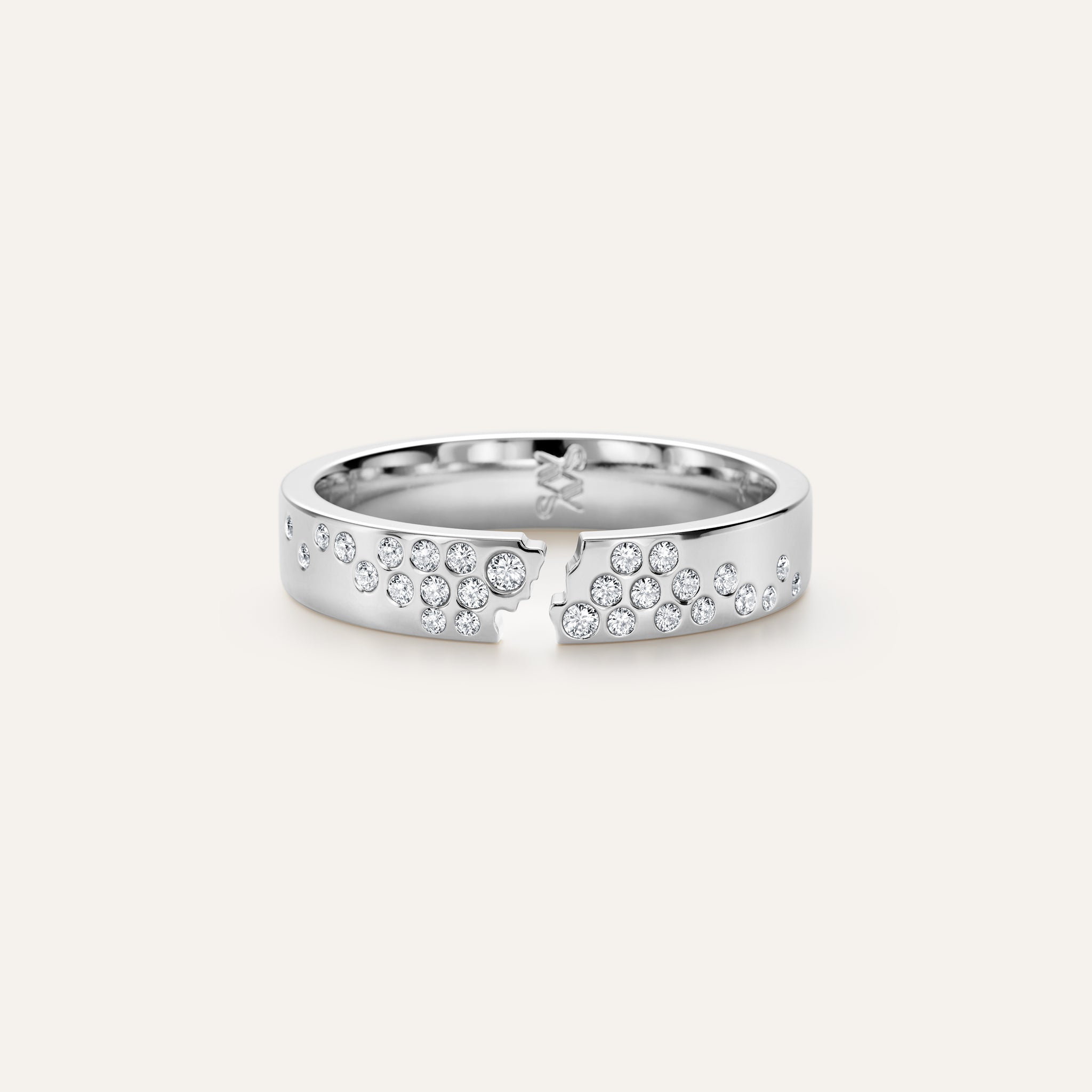 Broken Single Band Ring with Diamonds