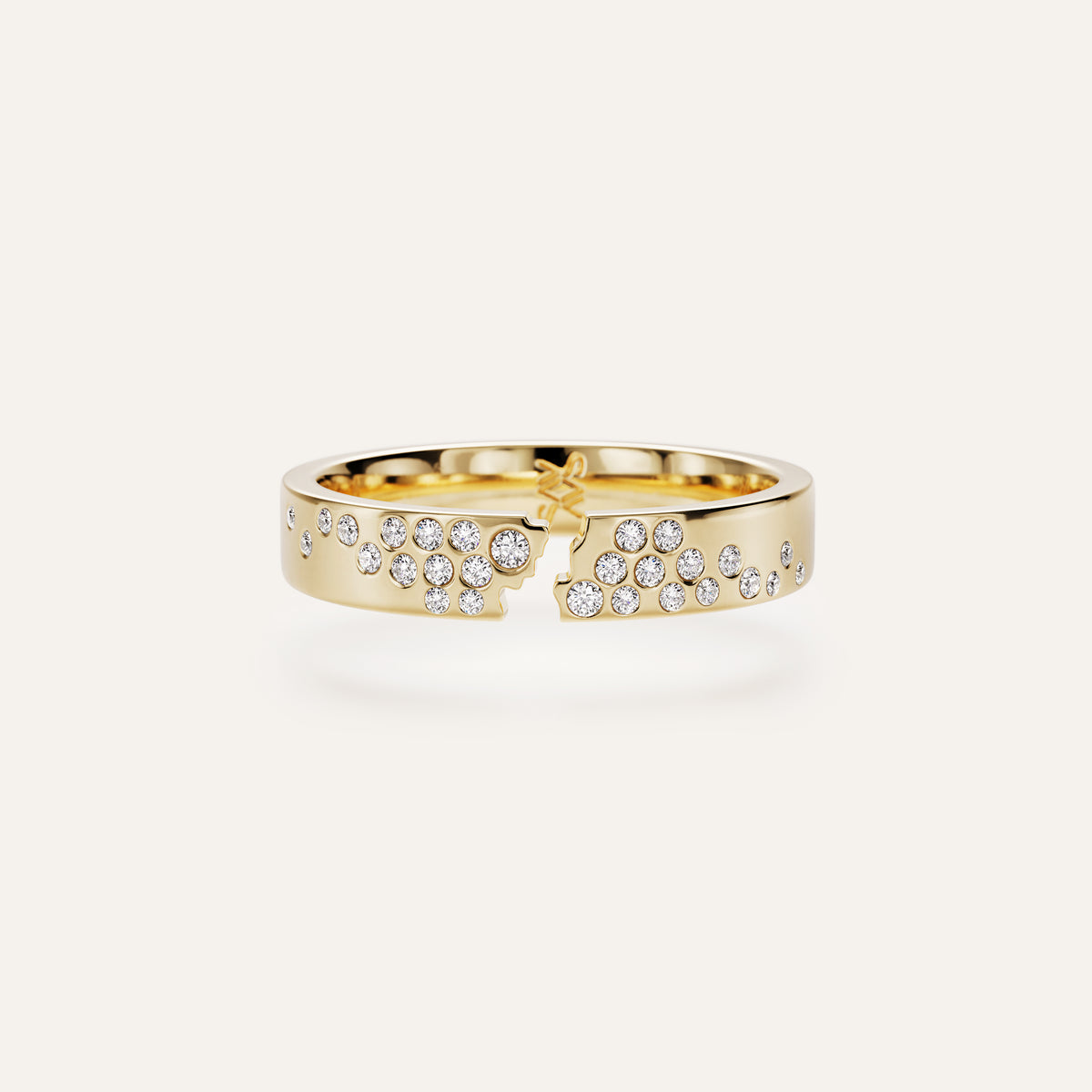 Broken Single Band Ring with Diamonds