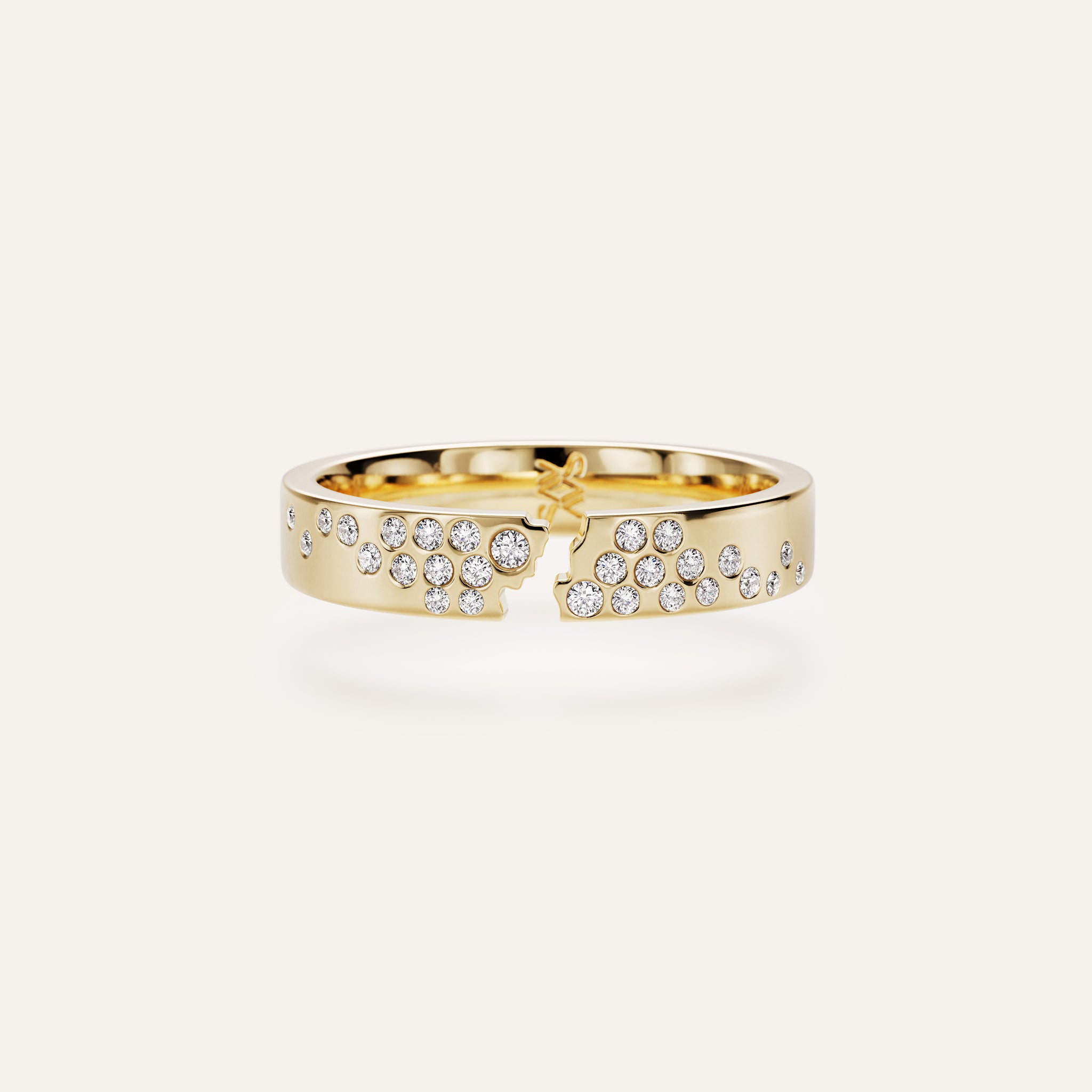 Broken Single Band Ring with Diamonds