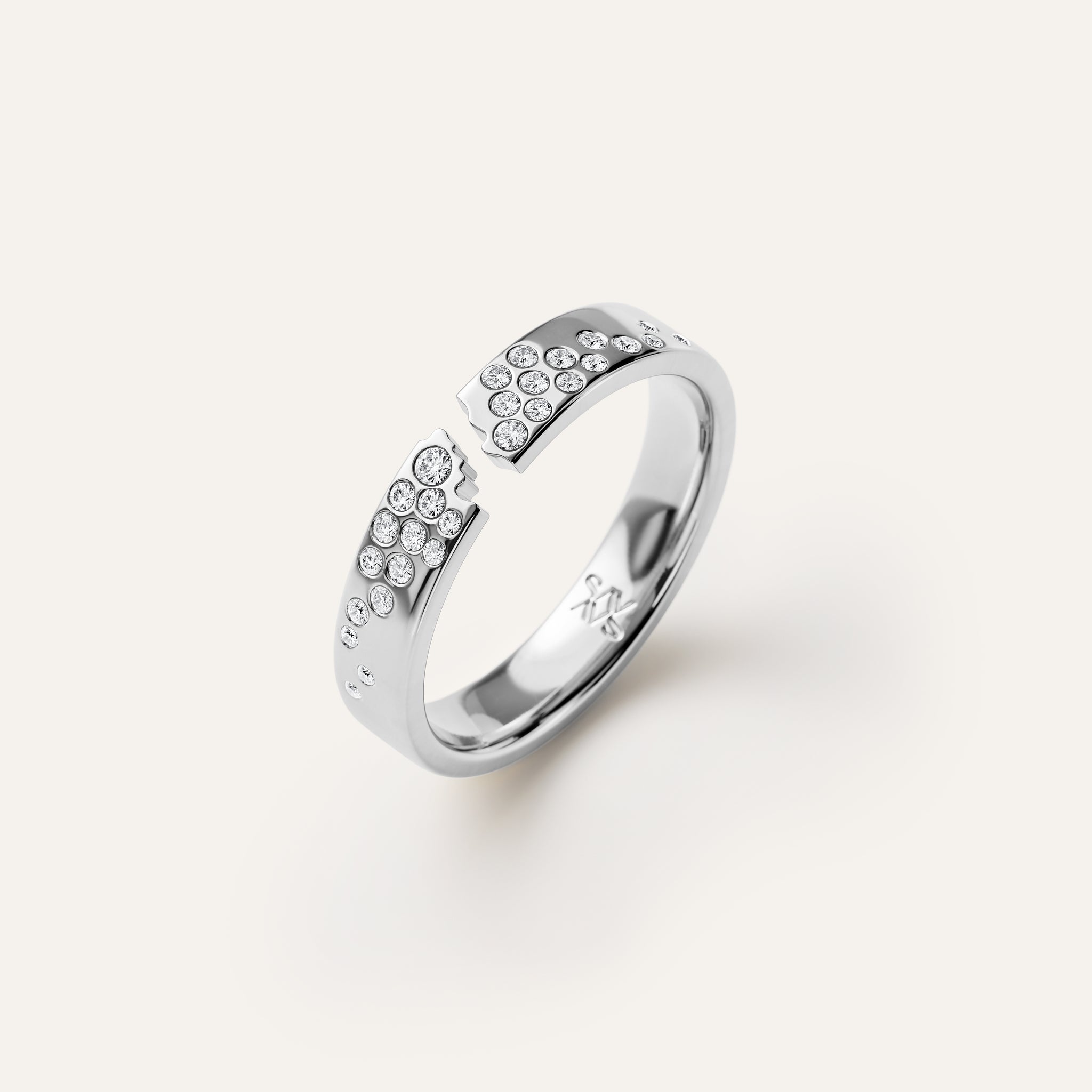 Broken Single Band Ring with Diamonds