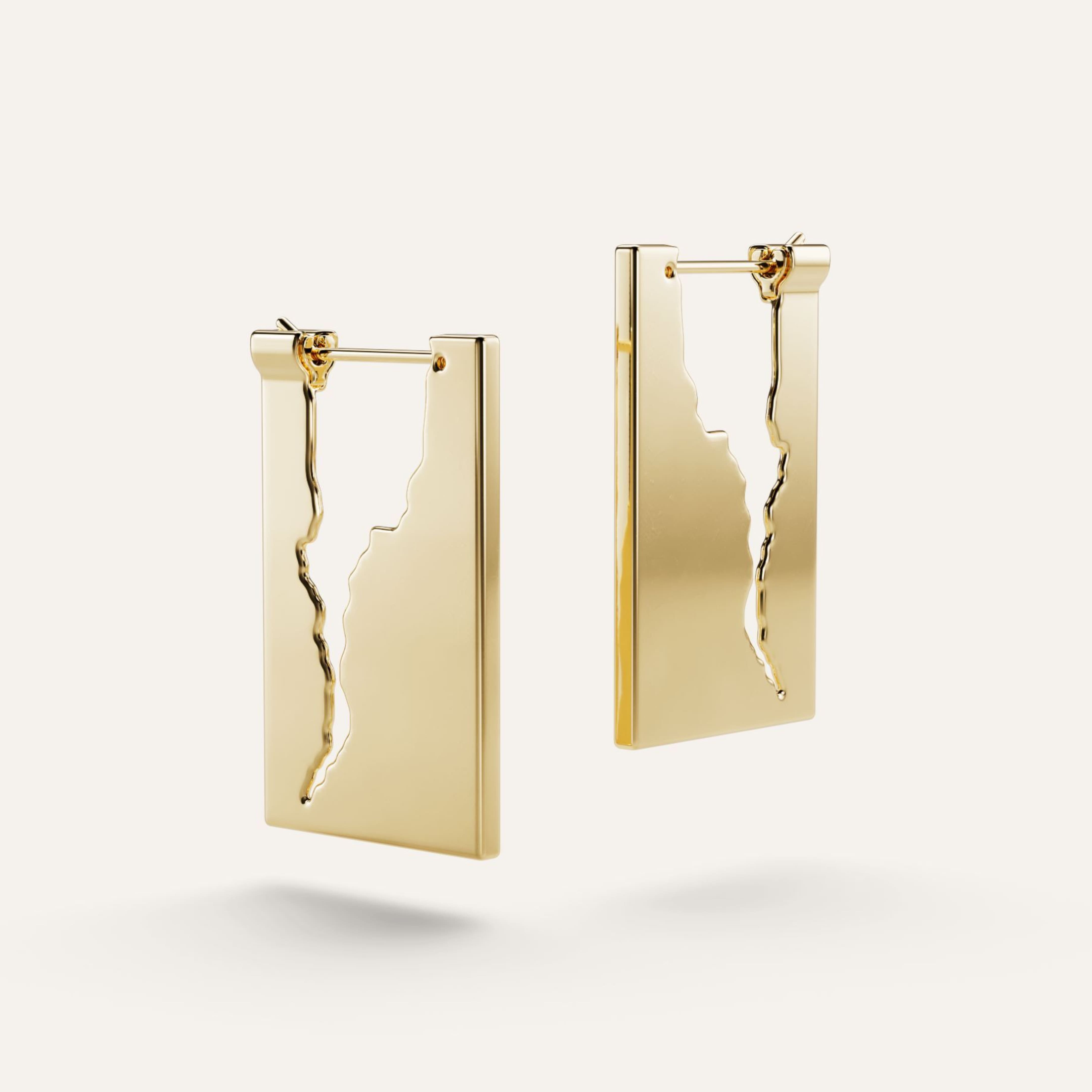Broken Rectangle Hoop Earrings