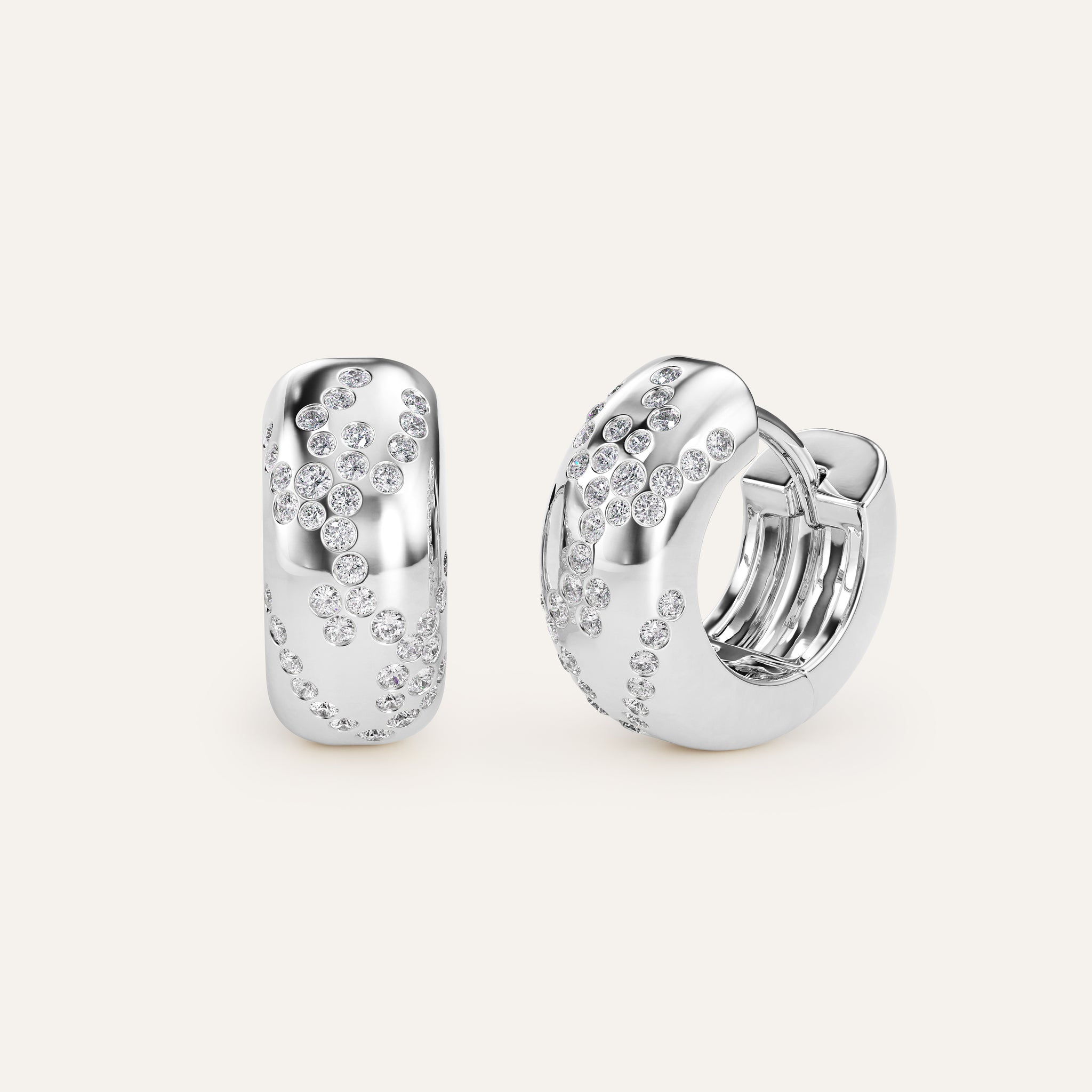 Emergence Huggie Hoops with Diamonds