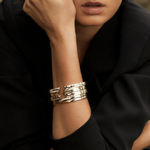 Signature Broken Wide Cuff Bracelet with Pavé Diamonds