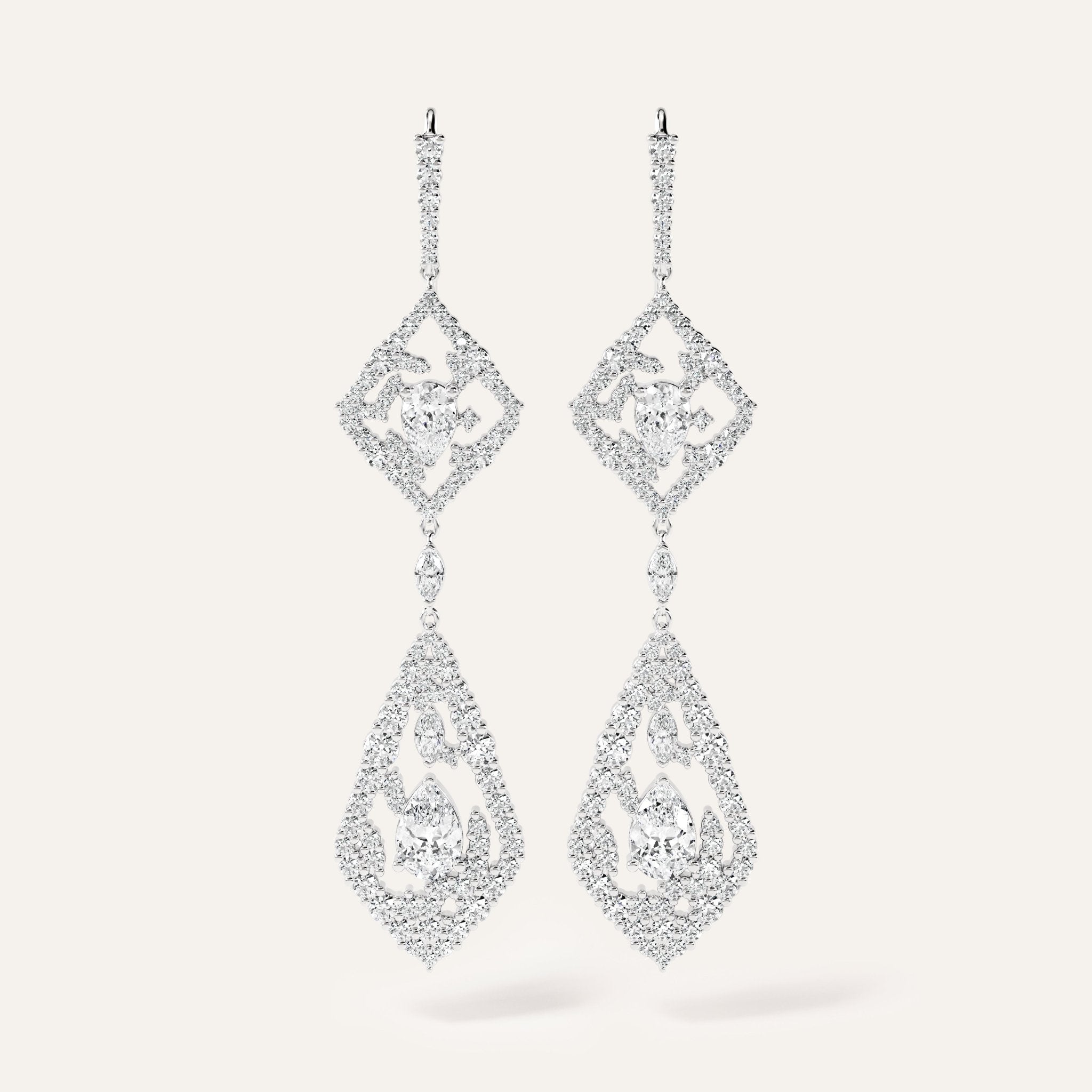 Emergence Two-Tier Chandelier Earrings White Gold