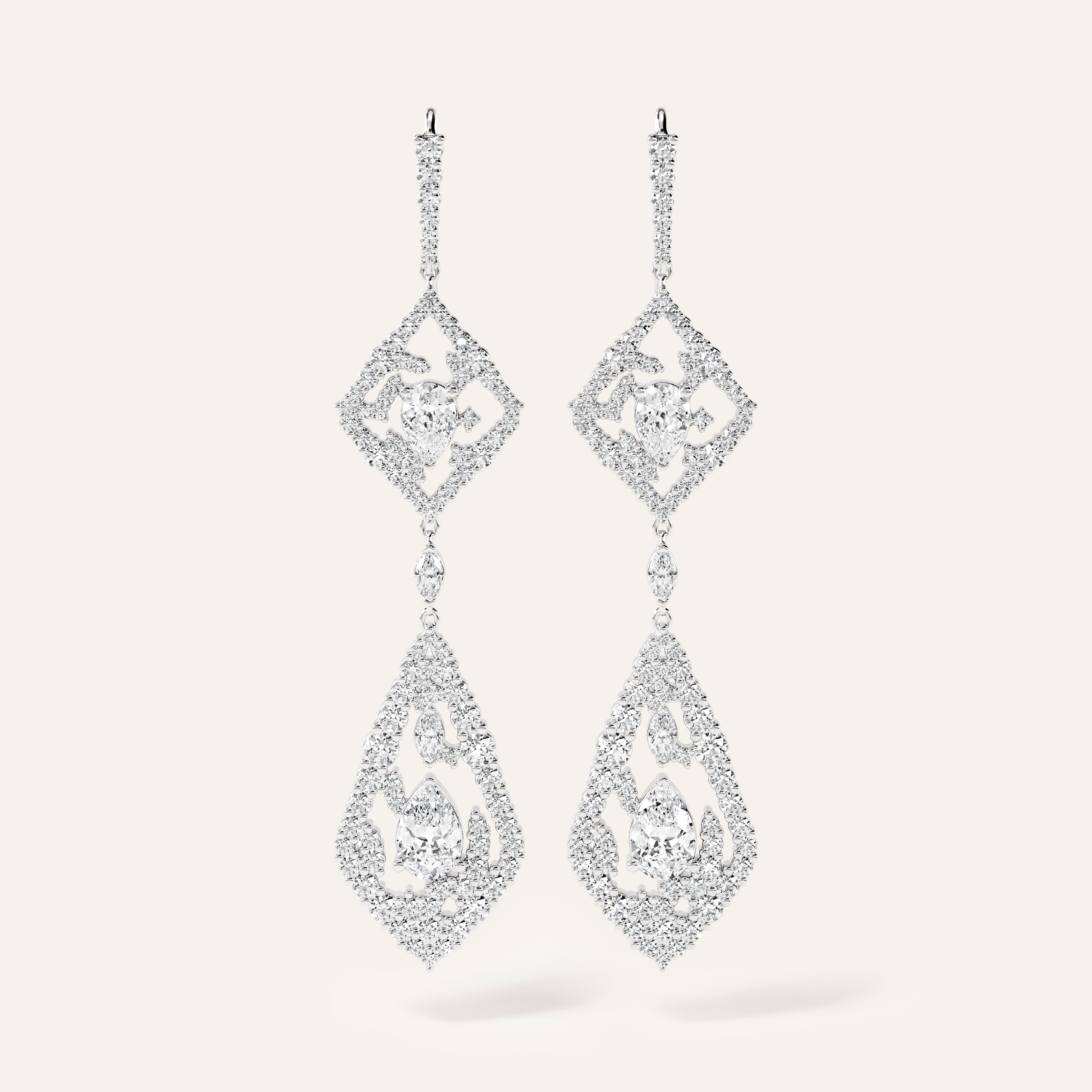 Emergence Two-Tier Chandelier Earrings White Gold