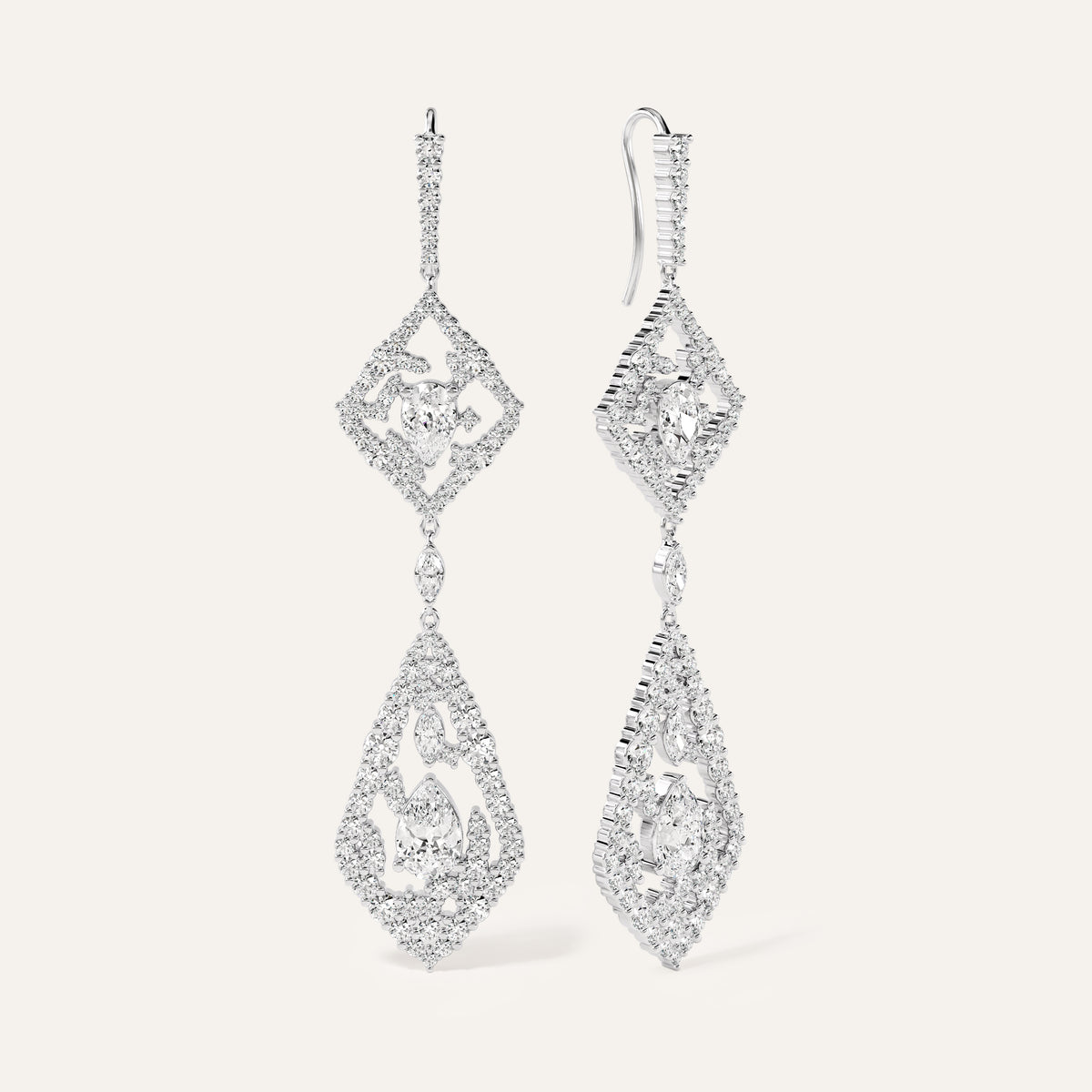 Emergence Two-Tier Chandelier Earrings White Gold