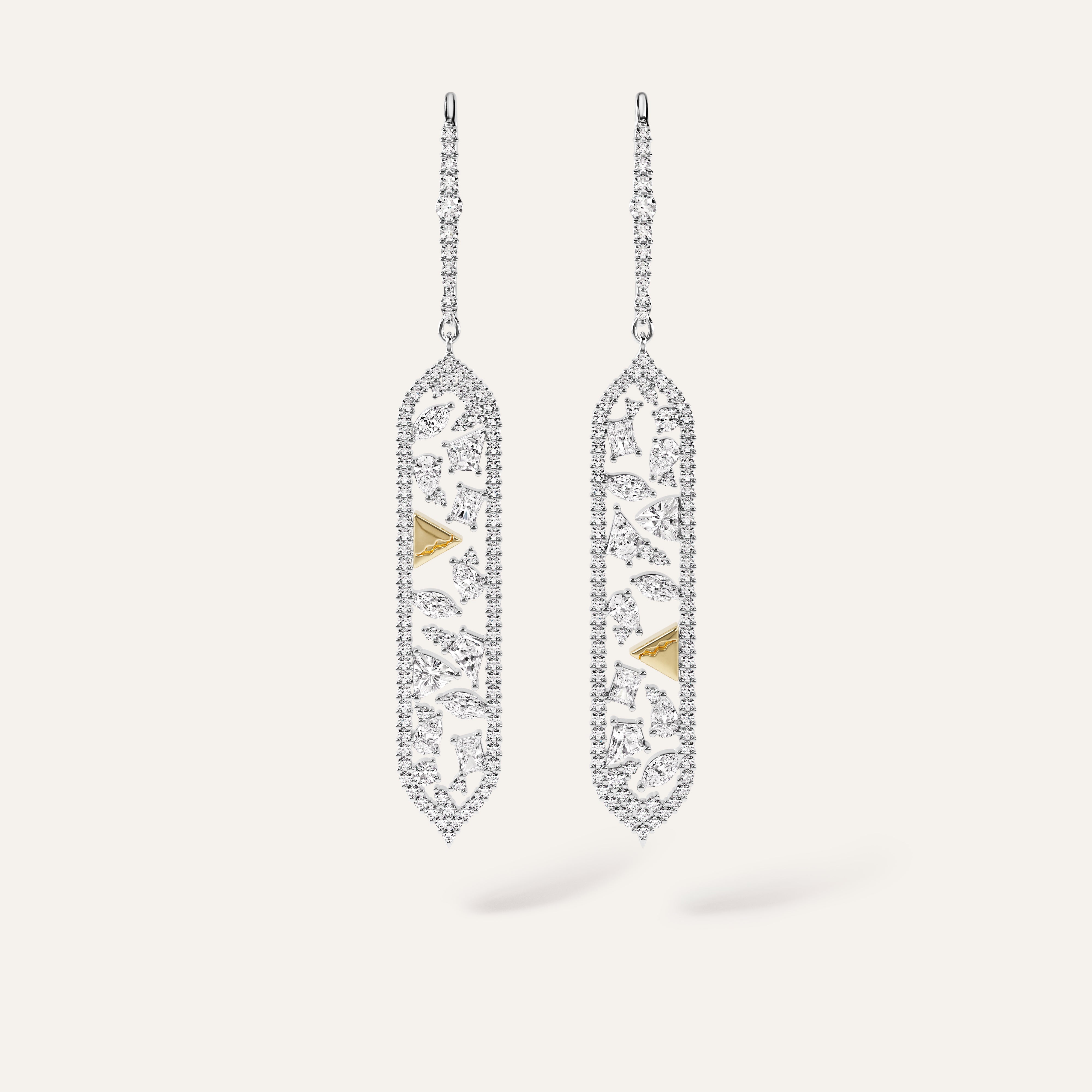 Emergence Mixed Shape Diamond Drop Earrings White Gold