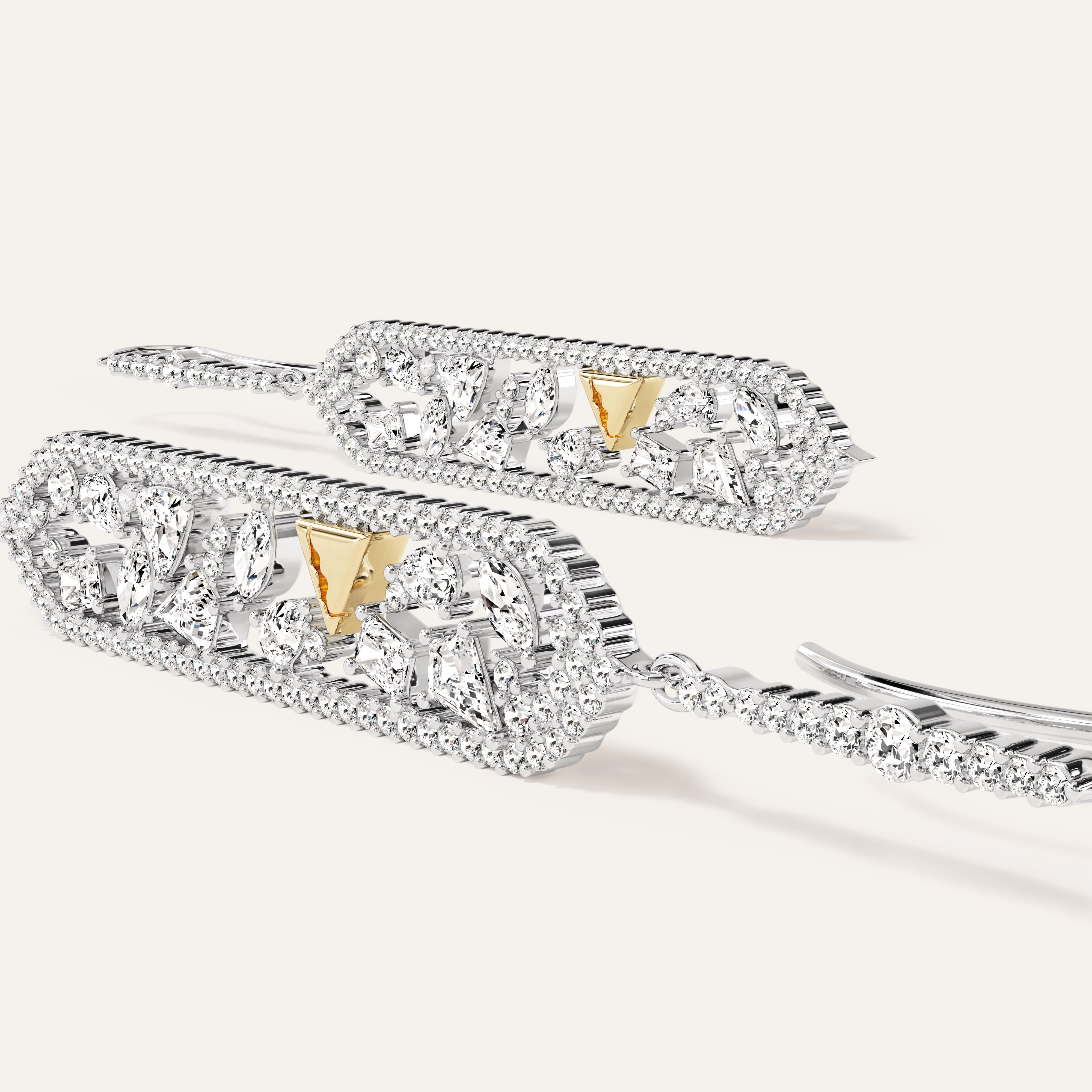 Emergence Mixed Shape Diamond Drop Earrings White Gold