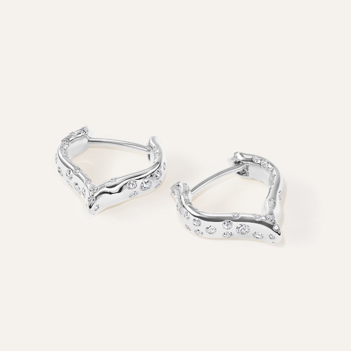 Emergence Small Wishbone Huggie White Gold