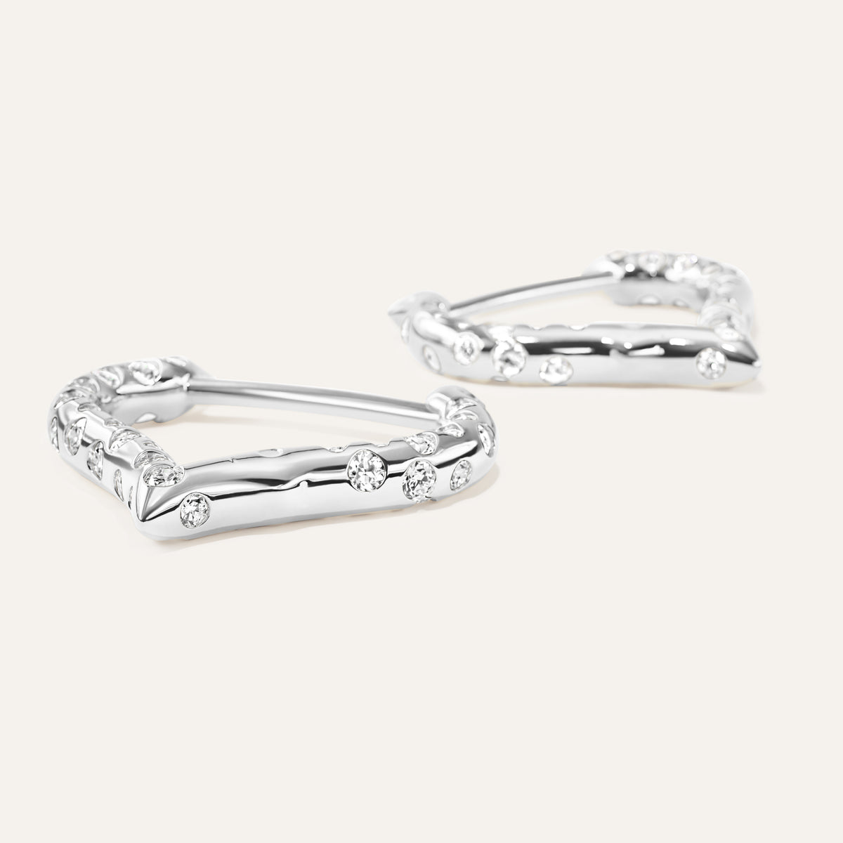 Emergence XS Wishbone Huggie White Gold