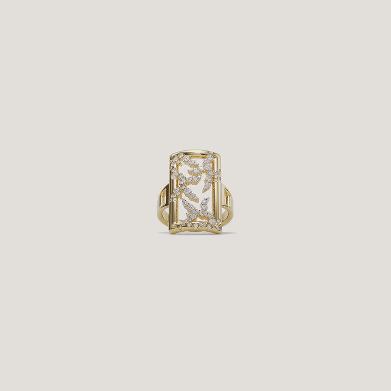 Detail of gold ring with diamonds