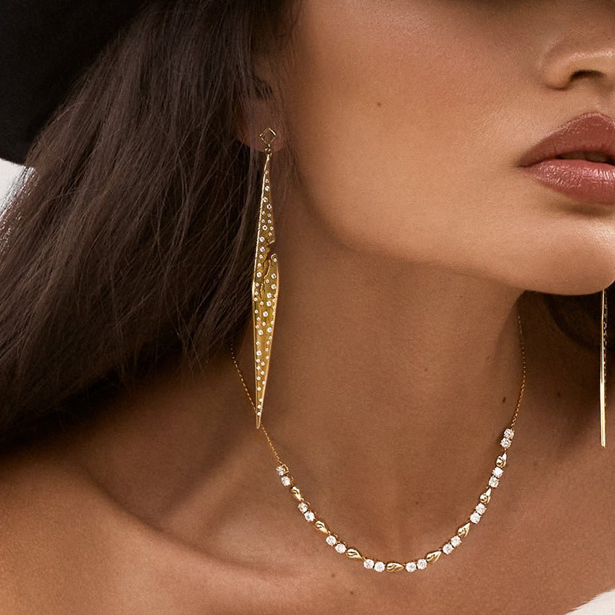 Broken Statement Earrings with Diamonds